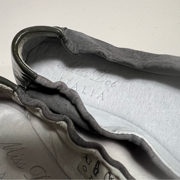 MISS DOT ITALIA Bow Patent / Suede Ballet Flat Shoes - Picture 2 of 8